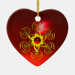 GOLDEN RO RUBY,White Heart Julgransprydnad Keramik