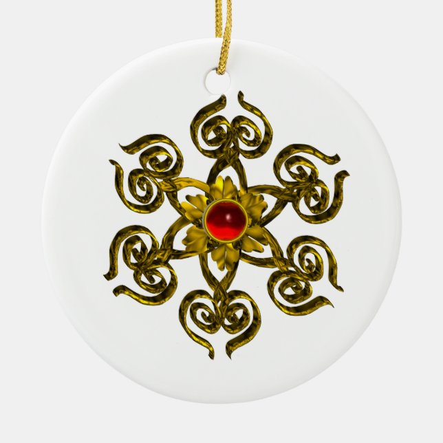 GOLDEN RO RUBY,white Julgransprydnad Keramik (Framsidan)