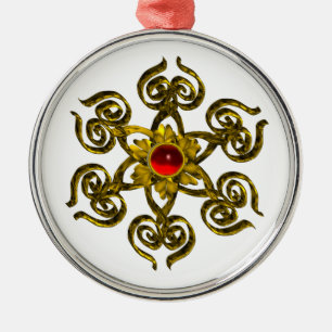 GOLDEN RO RUBY,white Julgransprydnad Metall