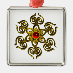 GOLDEN RO RUBY,white Julgransprydnad Metall