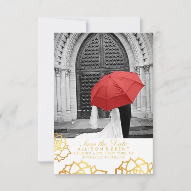 Golden Ro Save the Date - White Spara Datumet (Framsida)