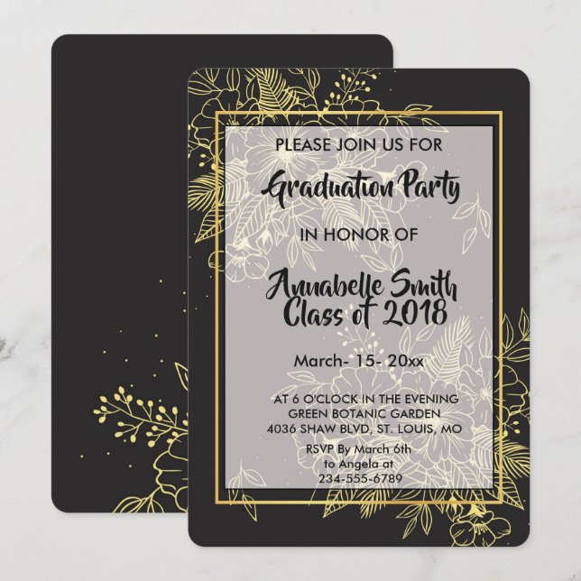 Golden Ro Studenten Inbjudningar (Fram/baksida)