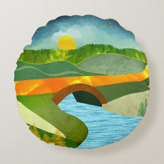 Golden Road Rund Kudde (Framsidan)