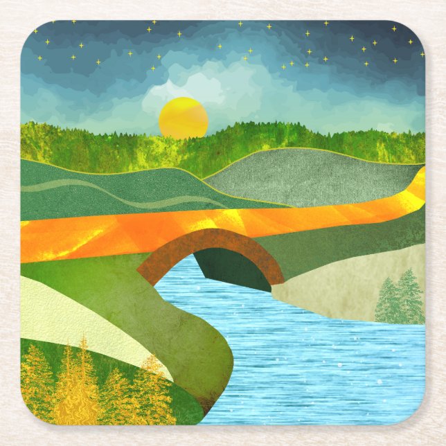 Golden Road Underlägg Papper Kvadrat (Framsidan)