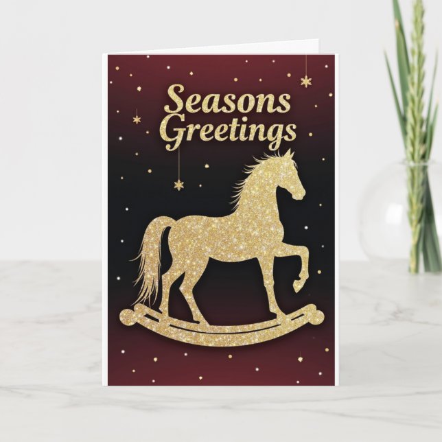 Golden Rocking Horse – Holiday Card Kort (Framsida)