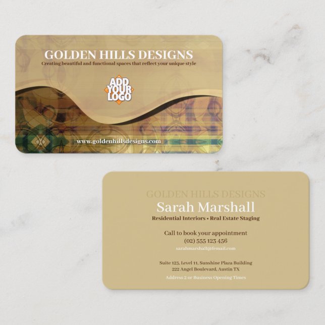 Golden Rolling Hills Business Tidsbeställning Kort (Fram/baksida)
