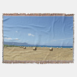 Golden Rolls of Hay and Deep Blue Sea Design Filt