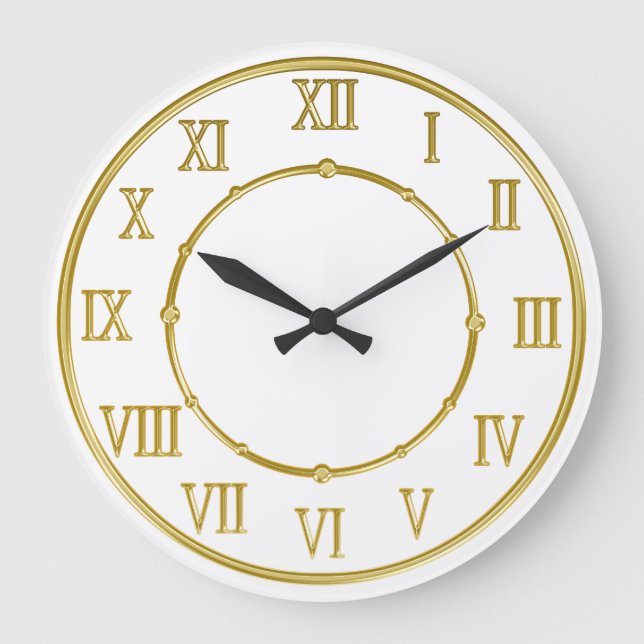 Golden Roman Numeral Kitchen Wall Clocks Stor Klocka (Framsida)