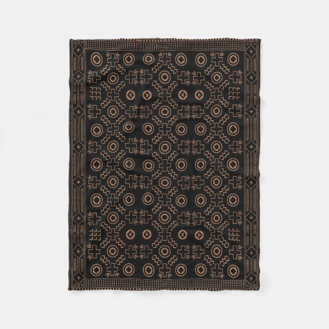 Golden Roots: Black & Tribal Moroccan Elegance Fleecefilt (Framsidan)