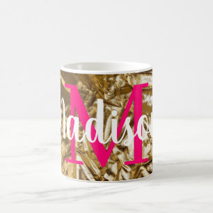 Golden Rosa Anpassningsbar Monogram Personlig Kaffemugg
