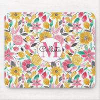 Golden Rosa Flowers Löv Watercolor Monogram