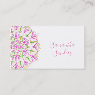 Golden Rosa Magnolia Mandala Grönt Löv Visitkort