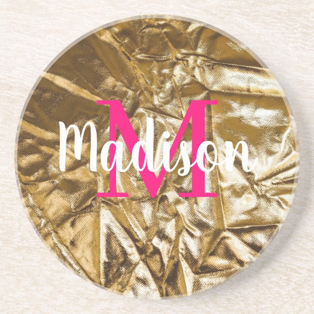 Golden Rosa Monogram-Personlig Underlägg (Framsidan)