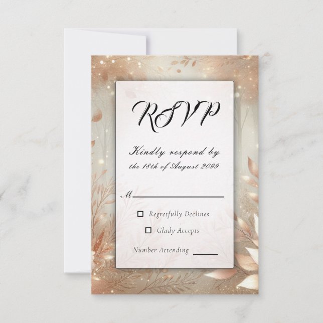 Golden Rosewood Enchanted Forest Bröllop OSA Kort (Framsida)