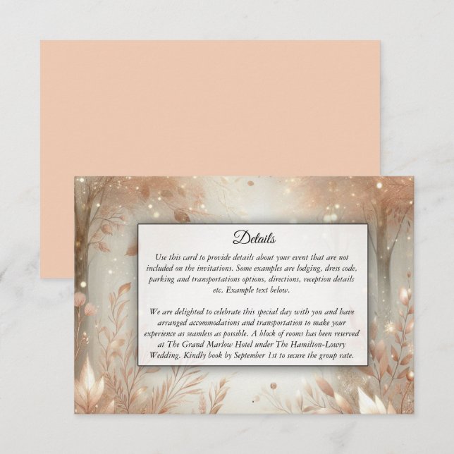 Golden Rosewood Enchanted Forest Bröllop Tilläggskort (Fram/baksida)