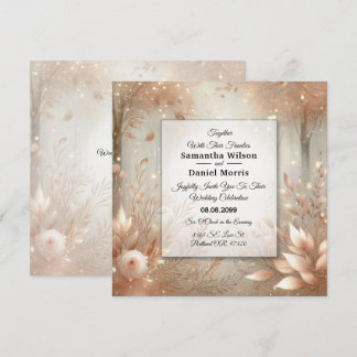 Golden Rosewood Enchanted Forest Wedding Inbjudningar