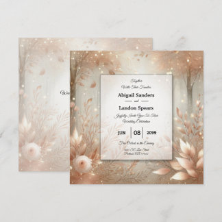 Golden Rosewood Enchanted Forest Wedding Inbjudningar