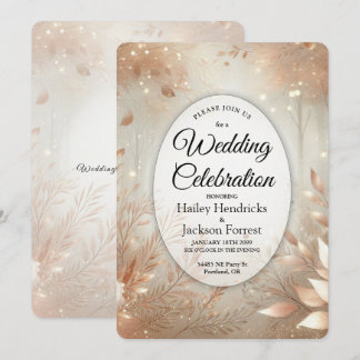 Golden Rosewood Enchanted Forest Wedding Inbjudningar