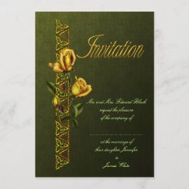 Golden Rosor Bröllop Suite Inbjudningar