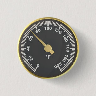 Golden round thermometer knapp