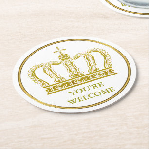 Golden Royal Krona + din rygg. & idéer Underlägg Papper Rund