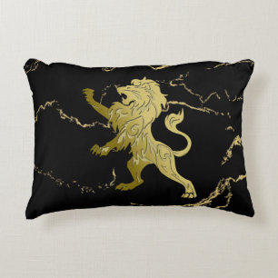 Golden Royal Lejon Black Marble Prydnadskudde