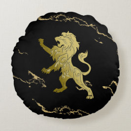 Golden Royal Lejon Black Marble Rund Kudde