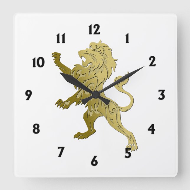 Golden Royal Lejon Fyrkantig Klocka (Framsida)