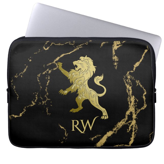 Golden Royal Lejon Monogram Laptop Fodral (Framsidan)