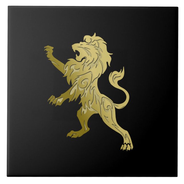 Golden Royal Lejont på Black  Kakelplatta (Framsidan)