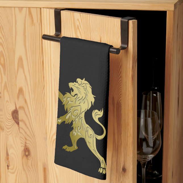 Golden Royal Lejont på Black  Kökshandduk (Thirds Fold)