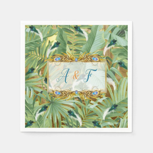 Golden Royal Peacock Feathers Pappersservett (Framsidan)