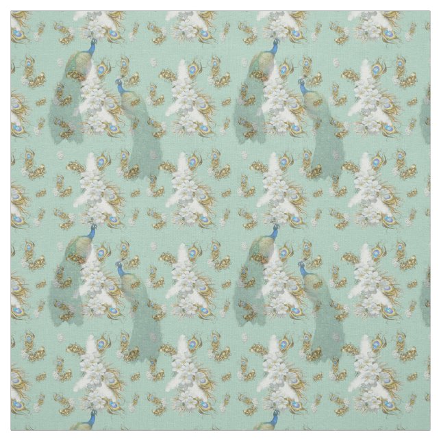 Golden Royal Peacock Feathers Tyg (Provkarta)