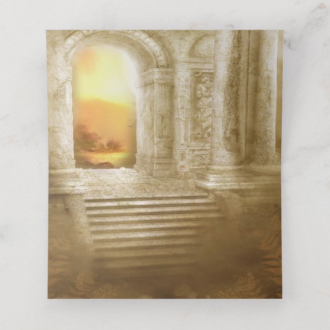 Golden Royal Peacock Temple Bröllop Dreams Placeringskort (Inuti utvikt)