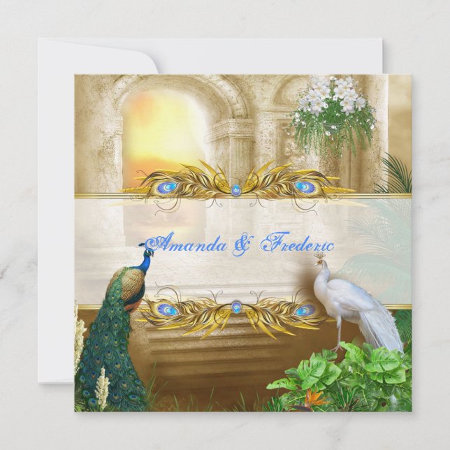Golden Royal Peacock Temple Dreams Anteckningskort (Framsida)