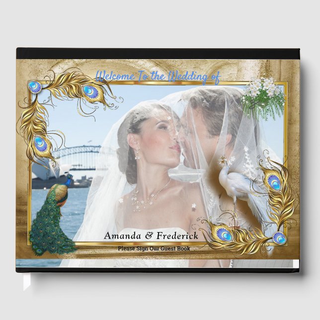 Golden Royal Peacock Temple Dreams Gästböcker (Framsida)