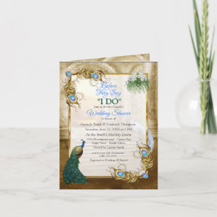 Golden Royal Peacock Temple Dreams lite Shower Inbjudan