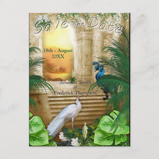 Golden Royal Peacock Temple Dreams Meddelande Vykort (Framsida)