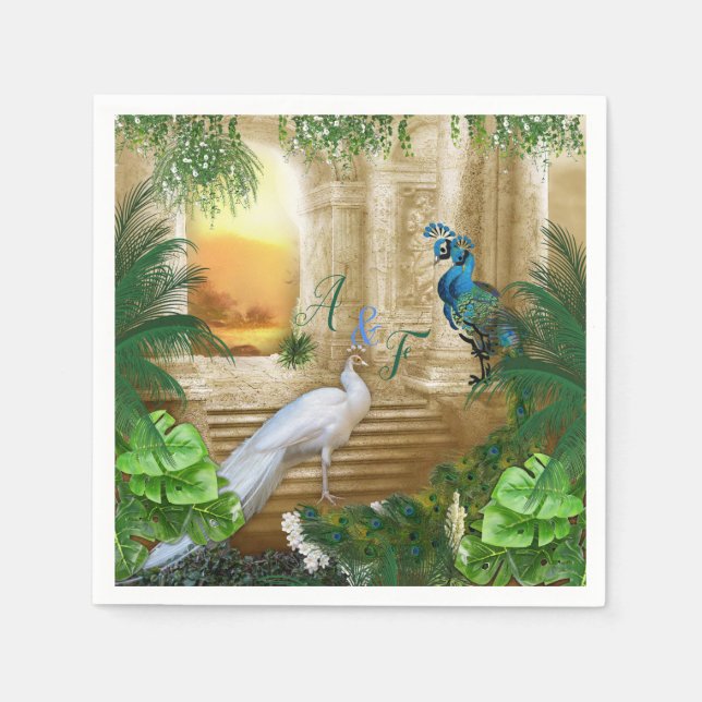 Golden Royal Peacock Temple Dreams Pappersservett (Framsidan)