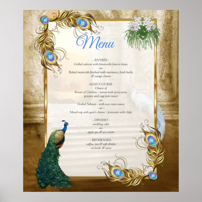 Golden Royal Peacock Temple Dreams Poster (Framsidan)