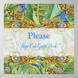 Golden Royal Peacock Temple Dreams Poster