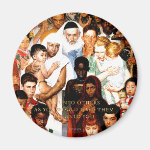Golden Rule (gå till andra) av Norman Rockwell Magnet