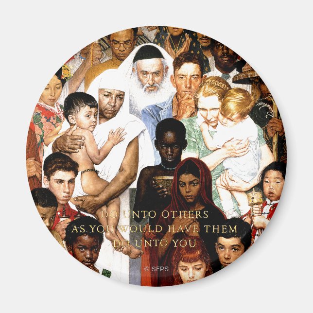 Golden Rule (gå till andra) av Norman Rockwell Magnet (Framsidan)