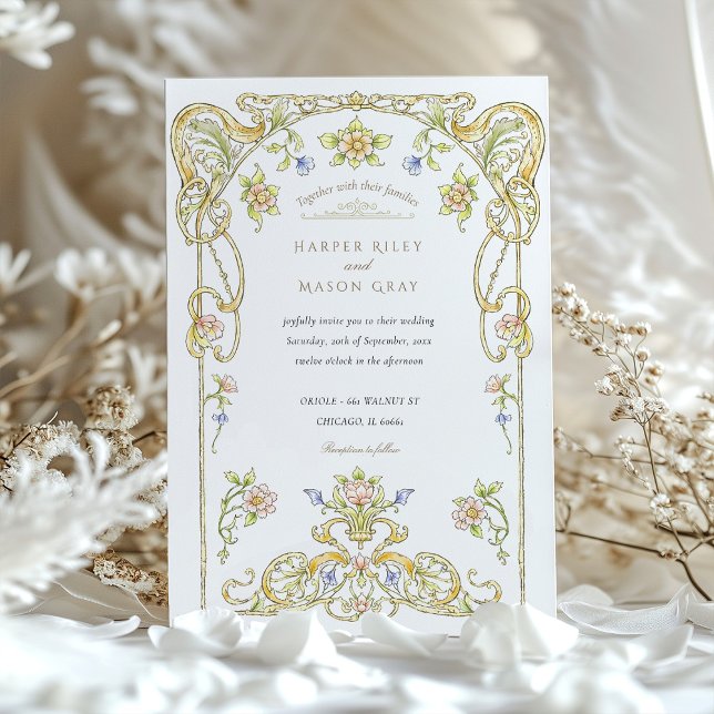 Golden Rulla Garden WedWedding Inbjudningar (Skapare uppladdad)