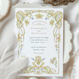 Golden Rulla Garden WedWedding Inbjudningar