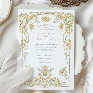 Golden Rulla Garden WedWedding Inbjudningar