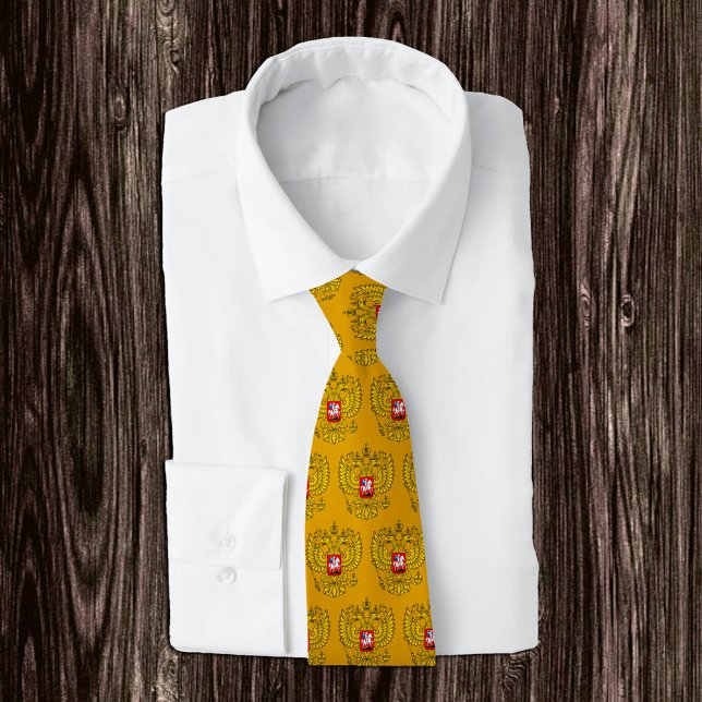 Golden Russia Emblem mode Tie, Ryska Flagga Slips (Skapare uppladdad)