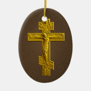 Golden Russian orthodox kor Julgransprydnad Keramik