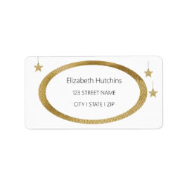 Golden Rustic Elipse and Stars Adressetikett