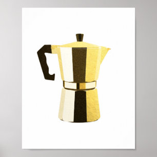 Golden rustic macchinetta Italienskt espresso-kaff Poster